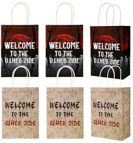 16 Bolsas de Regalo con Temática Bienvenidos al Otro Lado, Bolsas Recuerdo con Temática Terror Decoraciones para Fiestas de Cumpleaños y Halloween