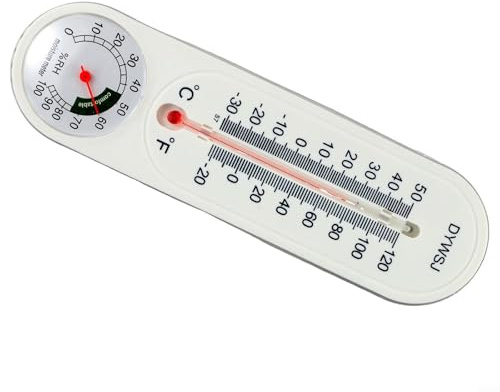 Volakebeing Termómetro e higrómetro analógico de pared grande para patio para uso en interiores y exteriores, medidor mecánico de jardín de 23 cm con soporte de montaje, preciso