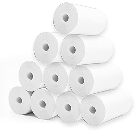 Dioche 10 Rullar Vit Termopappersrulle 57x25mm Kompatibel med Pocket Printer | Högkvalitativt Termiskt Kvittopapper för Foton, journal- och Memoutskrift