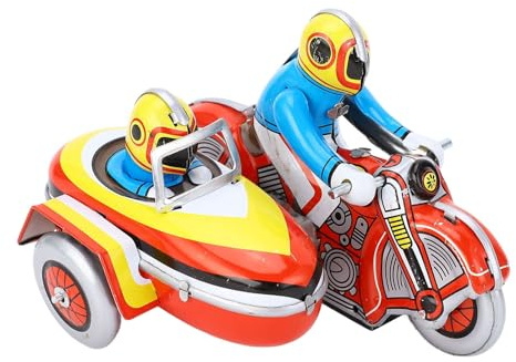 RiToEasysports Motocicleta de Juguete de Cuerda, Motocicleta Vintage de Tres Ruedas de Hierro Estilo Retro Coleccionable para Adultos, con Diseño Nostálgico Hecho a Mano para Decoración de
