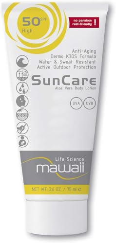 Mawaii SunCare Anti-Aging Sonnencreme 50 LSF - 75 ML - Spezialist Outdoor-Sport Sonnencreme - Wasserfest und Schweißfest - Reef Friendly und ohne Parabene