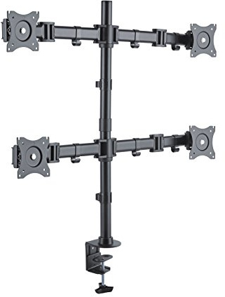 PureMounts Skrivbordsfäste för 4 bildskärmar 33–69 cm (13–27 tum), lutbar: -45° till 45°, vridbar: 180°, roterbar: 360°, VESA 100x100, svart