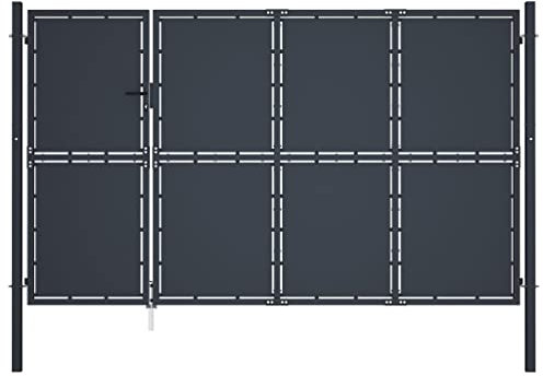 vidaXL Portail de Jardin Portail de Clôture Portillon de Jardin Porte de Terrasse Portillon de Terrasse Extérieur Acier 350x175 cm Anthracite