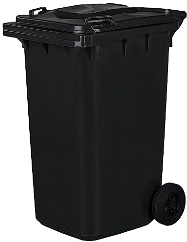 Poubelle à roulettes avec roues en caoutchouc 240 litres noir