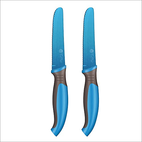 TruChef 2-Piece Kids Tomato & Steak Knife Set | Safe Stainless Steel Serrated Knives for Real Cooking | Skin-Friendly Blade, Lightweight & Easy Grip – Kitchen Tool for Kids & Beginners (2 pcs)