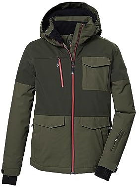 killtec Jungen Skijacke/Funktionsjacke mit Kapuze und Schneefang KSW 149 BYS SKI JCKT, dunkeloliv, 140, 41185-000