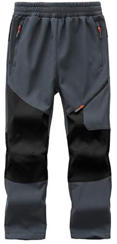 HFDWYJ Pantaloni per Bambini Active - Pantaloni Leggeri per Bambini, Pantaloni ad Asciugatura Rapida, Tasche, Pantaloni Casual Facili da Lavare, Walking Pants-Dark Grey+Black-146-152