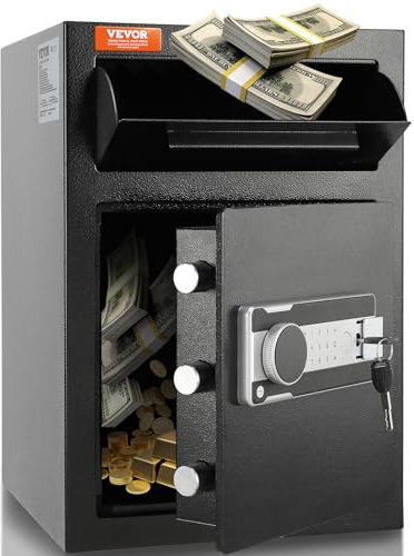 VEVOR 2,5 L Einwurftresor, Deposittresor mit Drop-Slot, elektronischem Codeschloss und 2 Notfallschlüsseln, 355 x 355 x 515 mm, Business Drop Slot Safe für Bargeld, zu Hause, Hotel, Büro