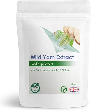 Wild Yam 500mg Tablets (Vegan) Menopause Support, Estrogens Properties, 16% Diosgenin (Pack of 60)