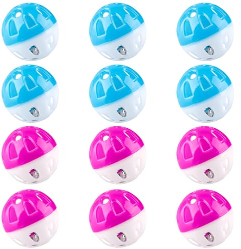 Thyonta 12PCS Cat Bell Ball Pets Relieve Boredom by Self-Hearing Sound Seven-Colour Hollow-Out Teasing Cat Toys for Indoor Games and Cat Interaction