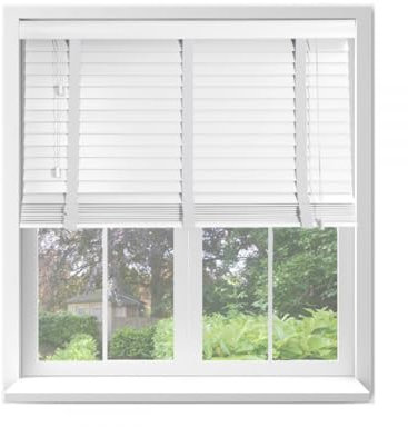 EV DEKOR Faux Wood Window Blinds with Tape, 50mm Slats, Easy Fit Home Office Venetian Blinds (60 X 150cm) - White window blinds