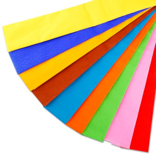 Lotsdonxia 10 Sheets Crepe Paper Rolls – Multicolor Eco-Friendly Craft and Gift Wrapping Paper for Florists, DIY Flowers, and Event Decor (80x50cm)
