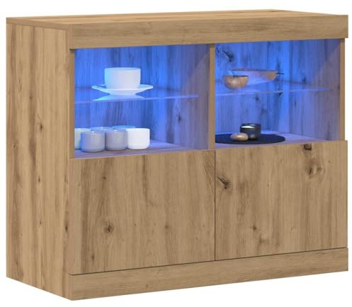 vidaXL Sideboard med LED-lampor artisan Ek 81x37x67 cm