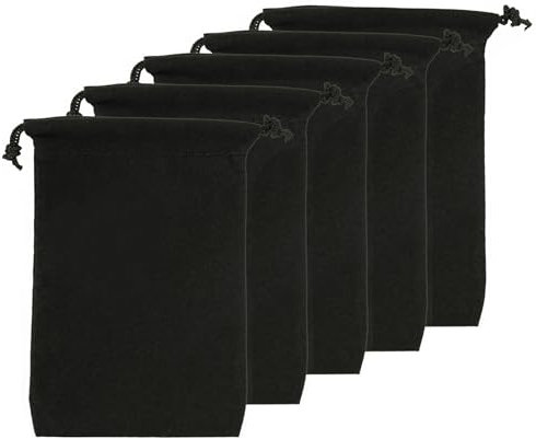 Pochettes de Serrage en Velours Noir, Lot de 5, Taille 10 x 15 cm - Idéales pour Bijoux, Cadeaux, Bonbons, Mariages, Porte-Clés - Sacs Réutilisables avec Cordon de Serrage en Satin, Protection et Élég