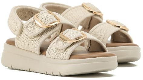 VIVASHOES Women's Lightweight Big Buckle Adjustable Two Strap Sandals – Flatform Small wedge Sandal - Comfort Memory Foam Innersoles - True to Size Good for Wide Fit