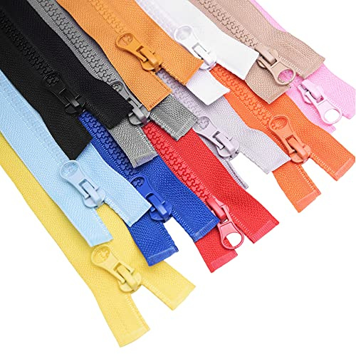 ftiemlovde 10 Farben 5mm ReißVerschluss Teilbar Verschiedene LäNgen,#5 Bunt Reissverschluss 50cm Lang Schwarz Rot Weiss Grau Blau,Reißverschlüsse kunststoff Kaufen für Jacke Zum NäHen (10 Stücke)