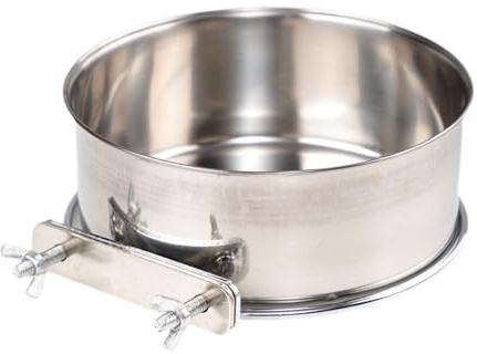 SZLIFE Ciotola per Uccelli, Ciotola per pollaio, Robusta mangiatoia per pappagalli in Acciaio Inox, per Cibo per pappagalli, Ciotole per Acqua per Gabbia per, Diametro 14 Cm