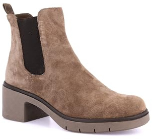 Grunland Bottines Chelsea en daim à talons larges | ROLA PO1858, taupe, 36 EU