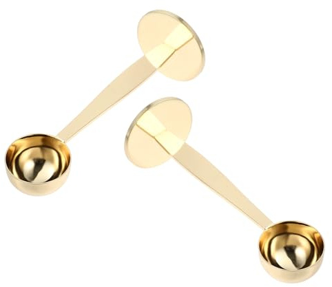 LOLIPPYY 2 piezas Cuchara Medidora y Apisonador de Café Espresso de Acero Inoxidable Diseño Compacto y Ligero Herramienta Multi Función para Medir y Prensar Polvo de Café Color Dorado