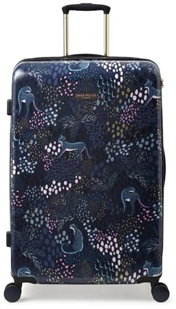 Sara Miller London Hardside Luggage, 4 Wheel Trolley Spinner, Large 77 x 28 x 48 cm, Midnight Blue Leopard