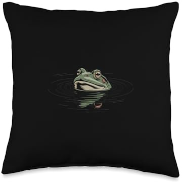 Bullfrog Floating in Calm Pond Water Throw Pillow