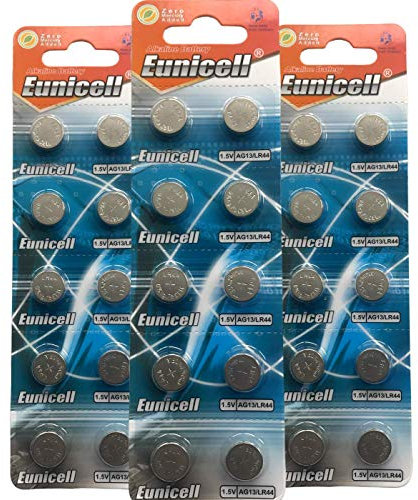 Eunicell Knopfzellen AG13 LR44 L1154 357 A76 SR44 G13, 100 Stück