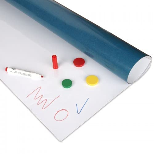 magnets4you - Pellicola autoadesiva per lavagna bianca, 1000 x 1000 x 0,4 mm, pellicola magnetica e scrivibile, colore bianco, base adesiva per magneti