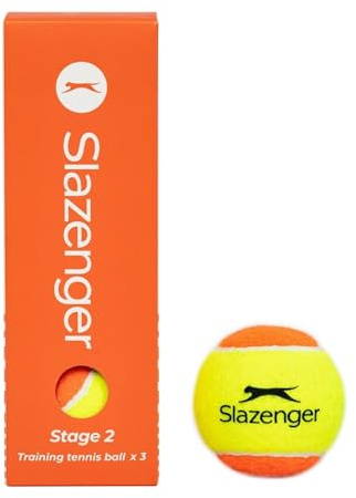 Slazenger Unisex Tennis Mini Orange Balls 3 Pack Stage 2 Beginners Low Compression