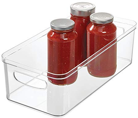 iDesign BPA-Free Plastic Crisp Large Pantry and Fridge Organizer with Easy to Grip Integrated Handles for Kitchen, Fridge, Freezer, Pantry and Cabinet Organization, 16 x 8 x 5, Clear