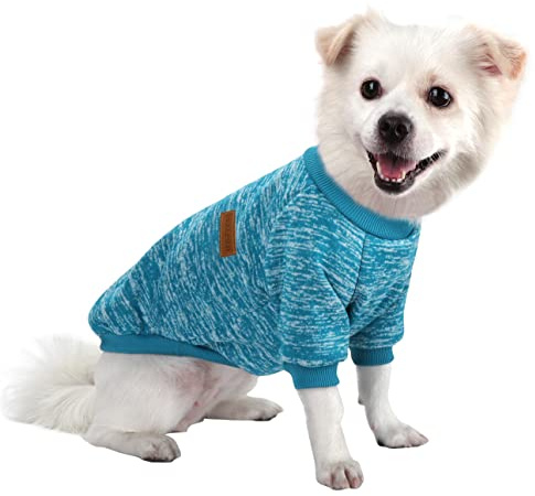 HuaLiSiJi Dog Jumper Dog Hoodie Sweatshirt Chihuahua Jumper Fleece Inside Soft Cozy Colour Vibrant Easy to Take On and Off (Blue, M)