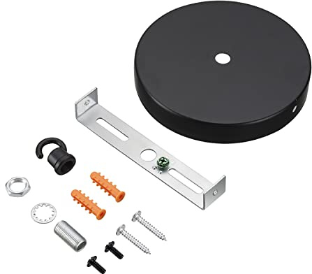 Aspen Creative 21510-11, Contemporary Chandelier & Light Fixture Canopy Kit w/Collar Hook, Matte Black, 4-3/4 Diameter, 7/16 Center Hole