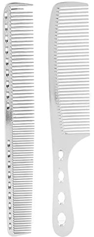Pettine Professionale Alluminio Metallo Taglio Pettine Parrucchiere Barbieri Salone, 2 Pezzi set di pettini per capelli normali e a doppio dentato, antistatico, resistente al calore