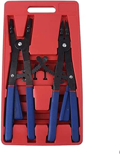 Iron Tongs,Pliers,Carpenters Pincers,Tools 16Inch Heavy Duty Circlip 2 Pliers 12 Tips Set Snap Ring Retaining Ratchet Snap Ring Plier Set Pincers (Color : Black)