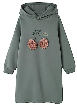 Vertbaudet Mädchen Sweatkleid mit Kapuze grün 128