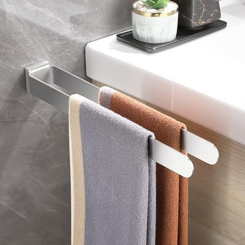 Gsocel Portasciugamani Forare Bagno Doppio,Porta Salviette in Acciaio Inossidabile 304 Porta Asciugamani per Bagno e Cucina 39CM,Argento