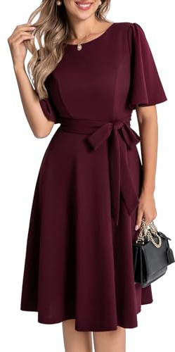 Bbonlinedress Vestido de cóctel de manga corta para mujer, estilo vintage, formal, para invitada de boda, iglesia, vestido modesto