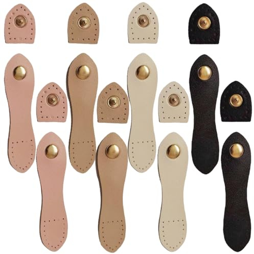 MIRKUZI Hebillas Juego de 8 Botones a Presión de Cuero para Bolsos, Correas con Cierre de Ganchillo (Blanco, Rosa, Negro y Caqui)