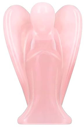 Ieron Figura de ángel de la Guarda de 1,5 Pulgadas, Regalo de Piedra de Cuarzo Rosa, Figura de ángel, Piedras Preciosas de Cristal curativo, Piedras pulidas, Estatua de ángel de Reiki(Rosa)