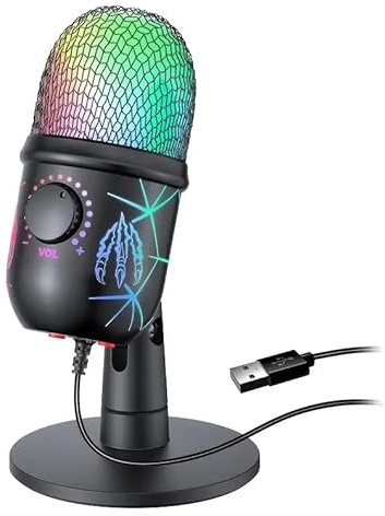 USB Gaming Microphone, RGB Condenser Mic for PC, Mac, PS4/PS5, Podcast Recording
