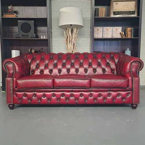 Chesterfield 3-sits soffa - Charlston antik röd