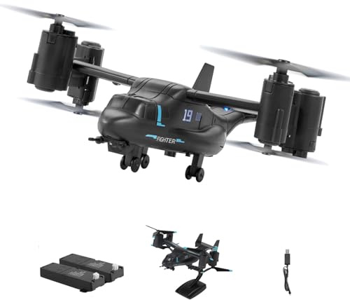 VEVOR Hélicoptère télécommandé 2,4 GHz avec Gyroscope, Avion RC à 4 canaux pour débutants, lumières d'ailes et décollage/atterrissage à Une Touche, Jouet d'avion Volant pour Enfants à partir de 8 Ans