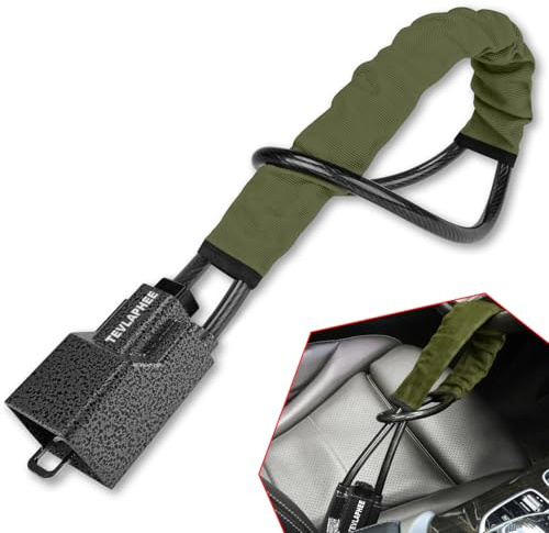 Tevlaphee Lenkradkralle Aufgerüstetes, Lenkradschloss für Auto, Metallkopf, Sichtbares Auto-Diebstahlschutzgerät, Robuste Ausführung, Universelle Passform, 3 Schlüssel (Grün)