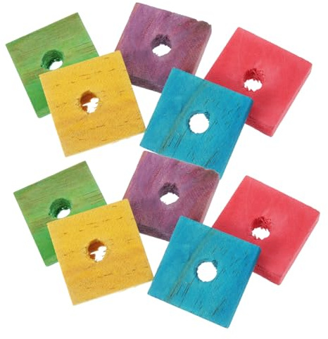 DINHEAROM 50 Pieces Mixed Color Parrot Wood Chip DIY for Chewing Skill Development and Entertainment Safe Educational Pendant for Cockatiels Parakeets and Small Birds Playground