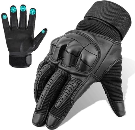 Guanti Da Moto per Uomo E Donna,con Dita Piene E Rigide,per Touchscreen,Resistente All'Usura,per Corse in Motocicletta Bicicletta Arrampicata Escursioni Ciclismo e Altri Sport All'aperto (Nero, S)