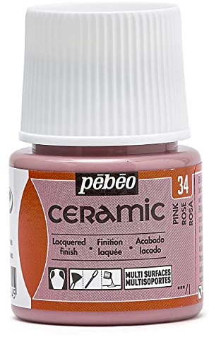 PEBEO - Ceramic - Pink Opaque Colour for Terracotta, Ceramic and Earthenware - Brilliant Effect - Lacquered Finish - 45 ml