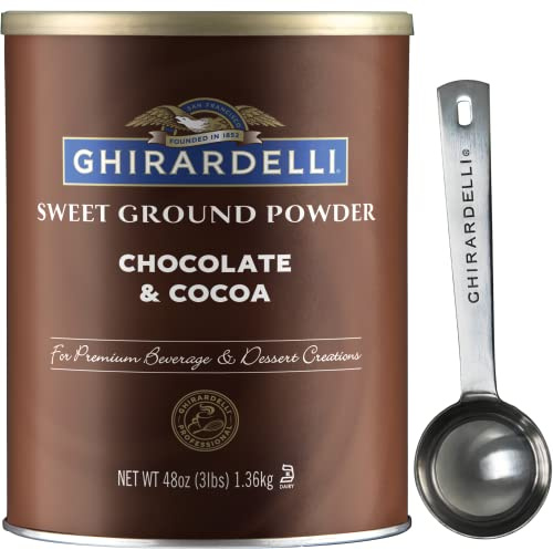 Ghirardelli Chocolate Company Sweet Ground Chocolate & Cocoa Gourmet Powder 3 lbs with Ghirardelli Stamped Barista Spoon