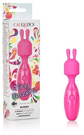 CalExotics Tiny Teasers Bunny - Waterproof Bullet Vibrator with Removable Rabbit Tip - Adult Pocket Vibrator Toys for Couples - Pink