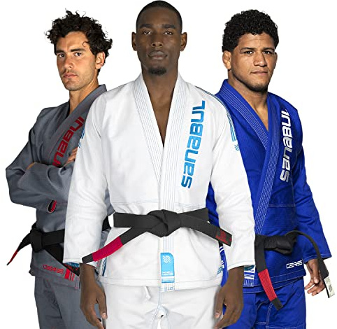 Sanabul Core Competition BJJ Gi for Men & Women Preshrunk Fabric IBJJF Approved Brazilian Jiu Jitsu Training & Competition Gi - WHITE/BLUE, A3