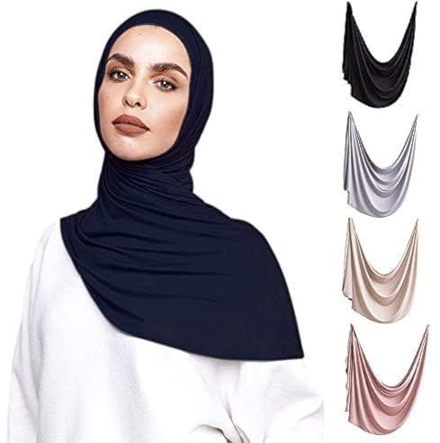 VOILE CHIC Istantaneo Hijab sciarpa da donna – Premium Jersey Head Scarf Wrap, Made in Turchia, Blu navy, Pacchetto di 1