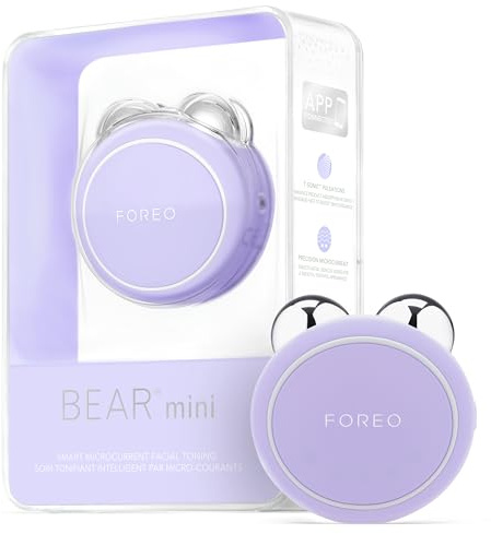 FOREO BEAR mini Masajeador facial eléctrico de microcorrientes - Define el contorno de la mandíbula - Lifting facial no invasivo - Lavender